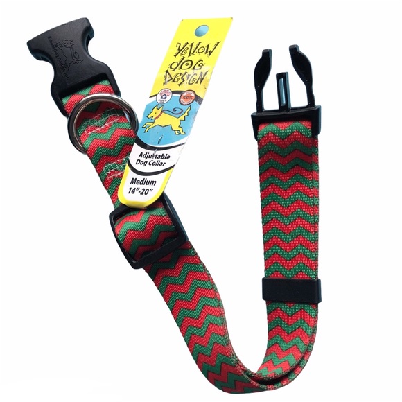 NEW Dog Collar M Christmas Chevron Stripe Red Green NWT HoliDOG - Picture 6 of 6
